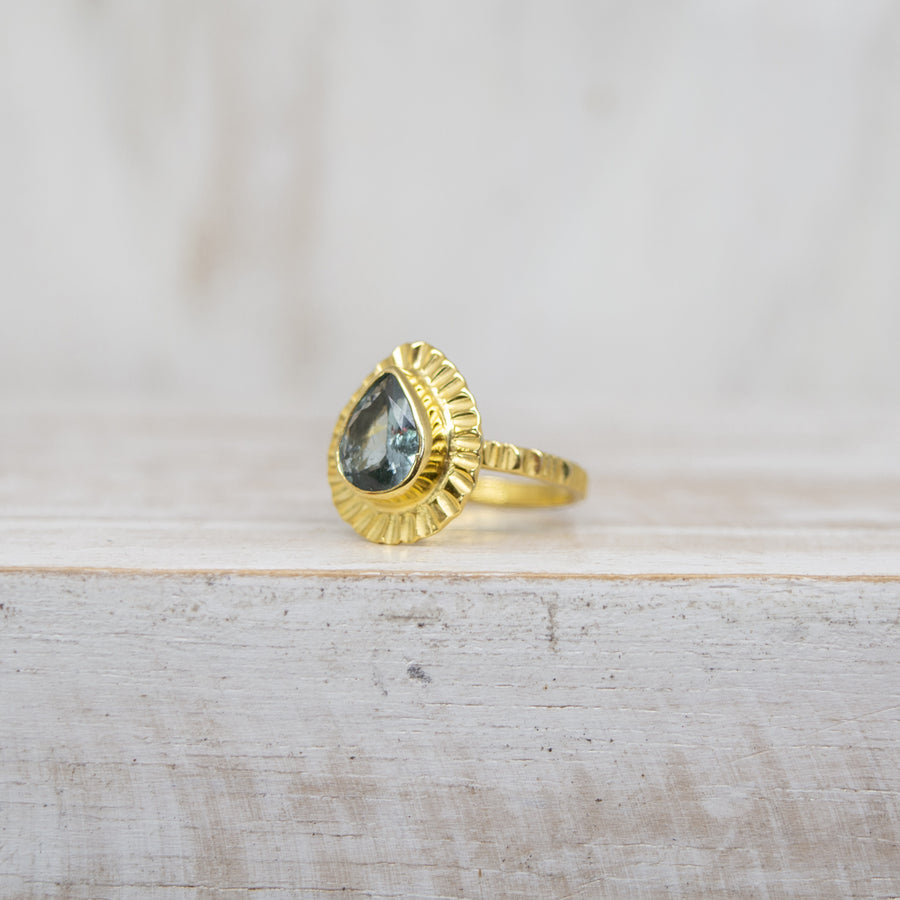 SELENA BABY BLUE TOURMALINE RING - GOLD