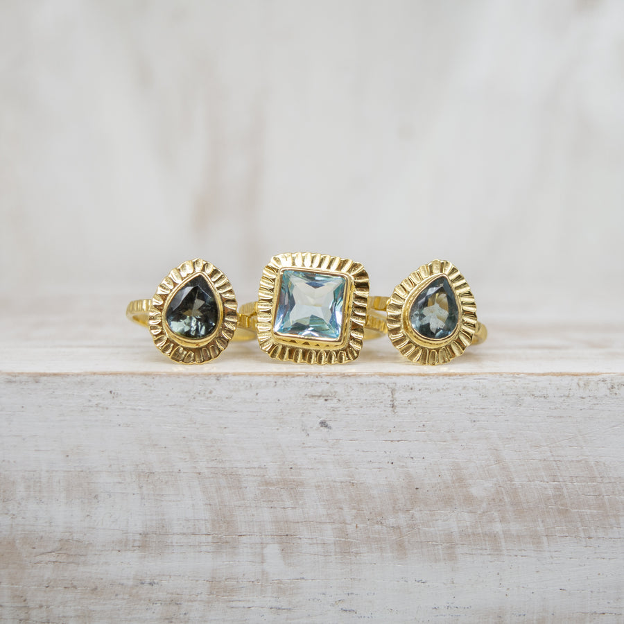 SELENA BABY BLUE TOURMALINE RING - GOLD
